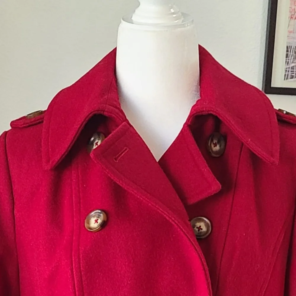 NWT'S- MICHAEL- MICHAEL KORS -Beautiful Womens Red Wool Blend Peacoat-Size Small - Picture 3 of 9